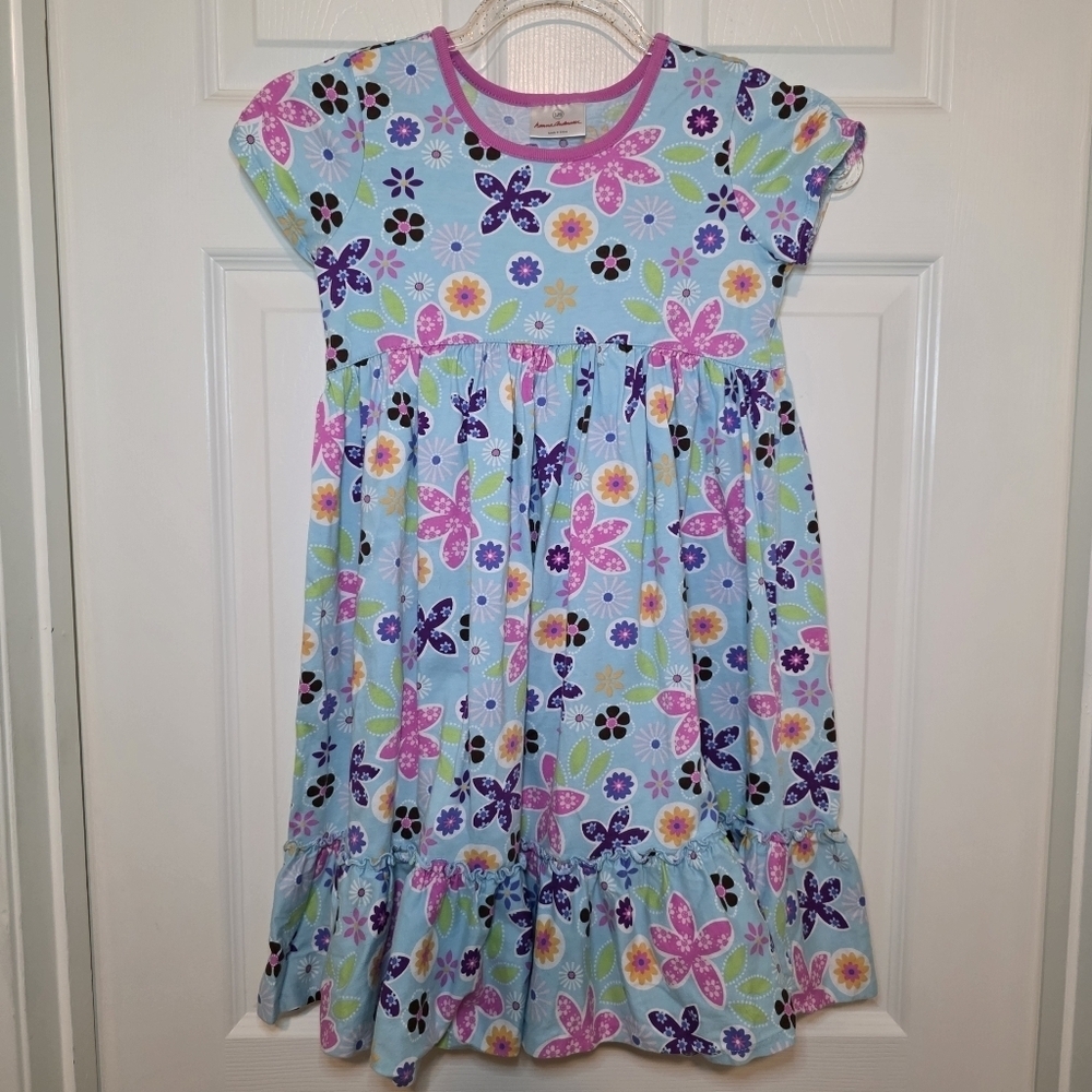 HANNA ANDERSSON  KNIT FUN COLORS RUFFLE HEM    DRESS  GIRLS  Sz 120 (6-7)